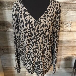 Maurices Black and Tan Leopard Print Button-Down Shirt